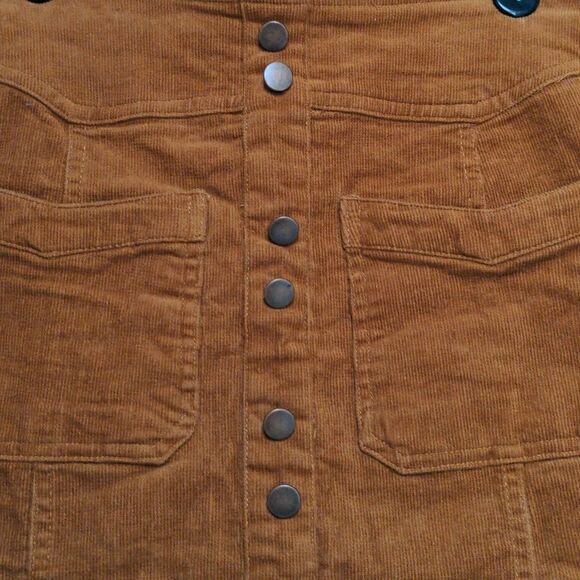 2 for $20 Living Doll Rust Copper Corduroy Mini-Skirt w/Copper Buttons Sz M - Picture 3 of 8